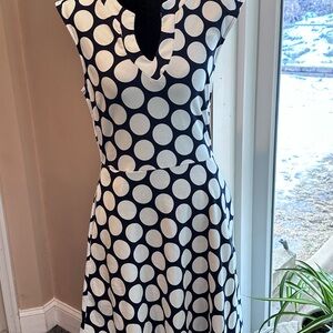 New York & Company Black and White Polka Dot Midi Dress